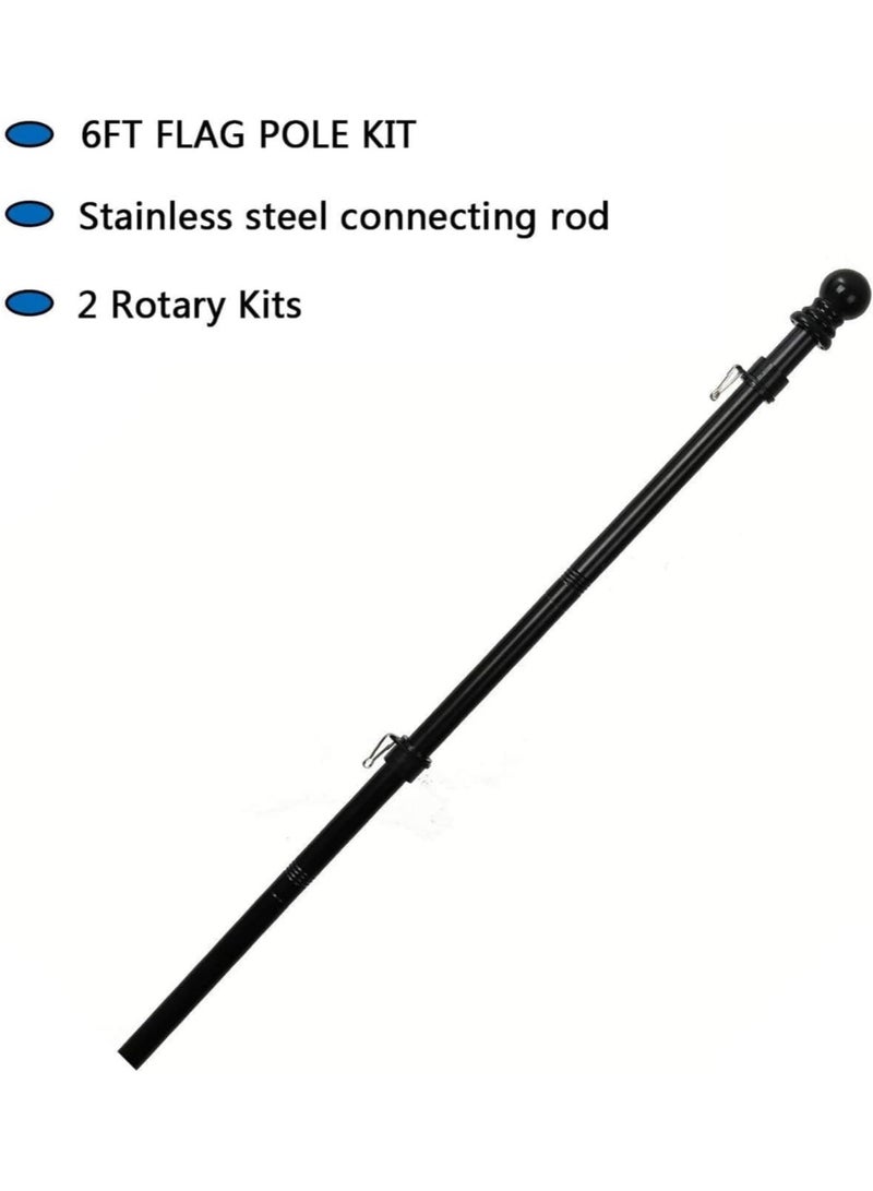 jaexest مجموعة راية فولاذية سوداء مقاس 6 أقدام معدنية خالية من التشابك للاستخدام المنزلي الثقيل للشاحنات والمنازل والشرفات والحدائق والقوارب، مناسبة لراية الحديقة الثقيلة 2x3، 3x5، 4x6 - Image 3